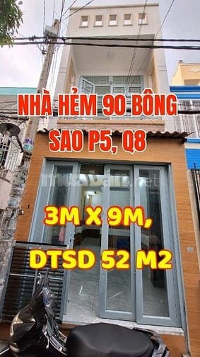 Nhà đẹp, căn góc, Hẻm 90 Bông Sao P5 Q8. Nhà đúc 1trệt, 1lầu, 3mx 9m