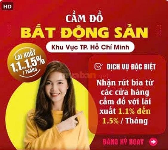 Cầm sổ đỏ tư nhân tại TP.HCM với lãi suất thấp 1,1 đến 1,5%/th