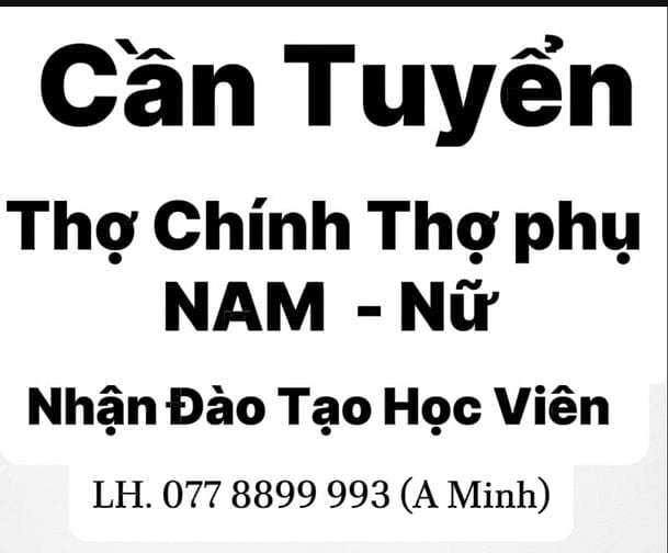 Cần tuyển Nam-Nữ thợ phụ tóc nam lh hớt tóc nam bình Minh 07788 99993 