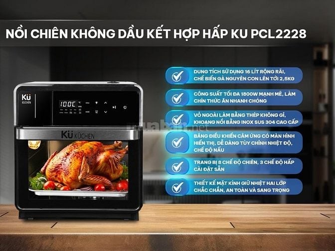 Nồi chiên không dầu kết hợp hấp Kuchen KU 2228 - Tiêu chuẩn Châu Âu