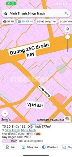 Chính chủ bán lô đất cạnh đường 25C đi sân bay giá thấp nhất thị trờng