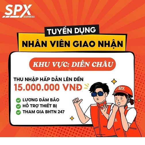 [Diễn Châu/Nam Đàn] Tuyển 5 Giao Hàng Thu Nhập Lên Đến 15 Triệu/Tháng