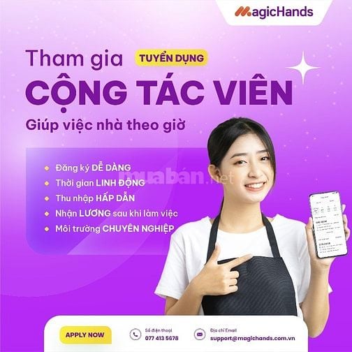 Tuyển cộng tác viên giúp việc nhà theo giờ