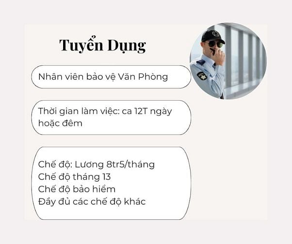 Tuyển bảo vệ văn phòng tại Quận 1, Tp.HCM