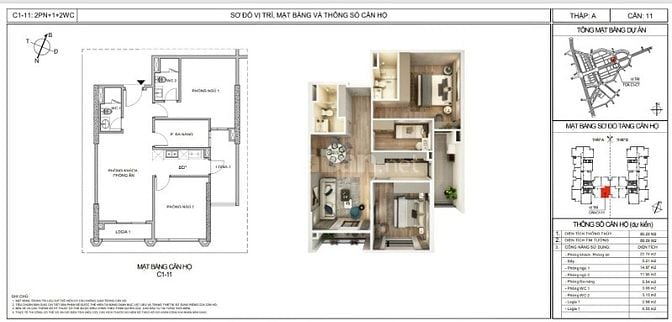 Chính chủ cần chuyển nhượng lại căn 2 ngủ +1, tầng đẹp, ban công Đông 