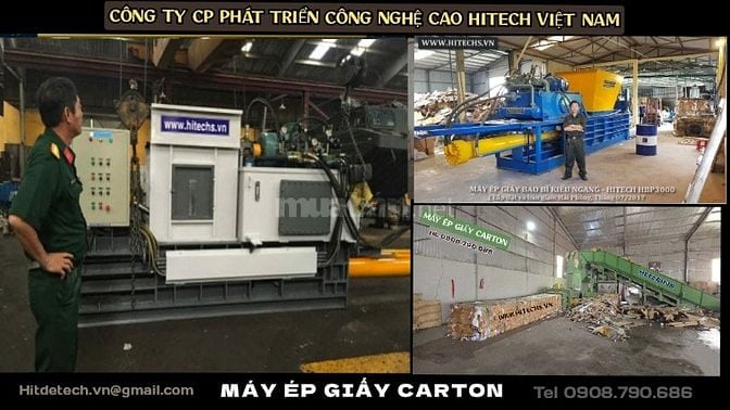 Máy ép giấy vụn, carton, bao bì, tự động lớn Hitechvn