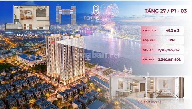 Căn hộ 1PN bên bờ sông Hàn view vịnh Sơn Trà- Đà Nẵng chỉ từ 2,3 tỷ