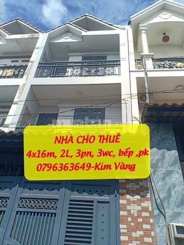 Nhà 4x16m,2L,3pn ở Tỉnh Lộ 10 giá 8tr/tháng