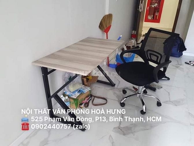 Bộ bàn chân sắt chữ U 1m2 + ghế xoay lưới vuông mới 100%