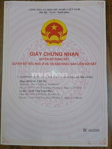 Chính chủ bán nhà 219/47 Trần Văn Đang, phường 11, Quận 3, đất 89,9m2