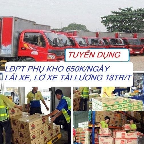 Tuyển Gấp Lơ Xe Tải Và LĐPT Xếp Bánh Kẹo trong Kho Lương 18tr/ Tháng