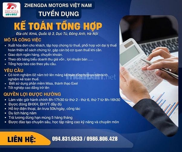 Nhân viên kế toán tổng hợp số lượng 02