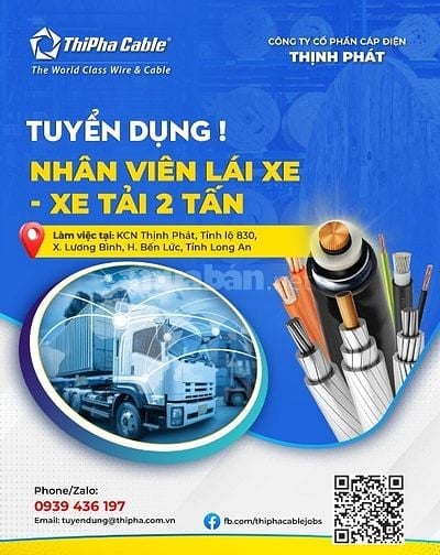  TUYỂN DỤNG TÀI XẾ XE TẢI (2 TẤN) - KCN THỊNH PHÁT - BẾN LỨC