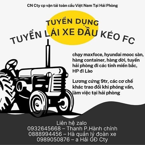 Tuyển lái xe đầu kéo FC- Hồng Bàng – Hải Phòng