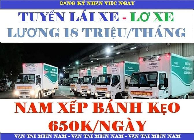 TUYỂN NAM LĐPT XẾP BÁNH KẸO SIÊU THỊ VÀ TÀI XẾ LƠ XE 18-20 TRIỆU/THÁNG