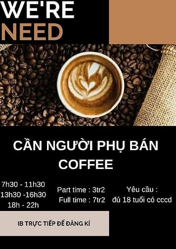 Cần người đứng bán coffee tại quầy