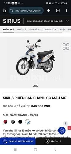 Xe số Yamaha Sirius màu trắng mới 100%