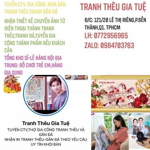 TUYỂN GẤP THỢ GIA CÔNG TRANH THÊU CHỮ THẬP,MANG VỀ LÀM 