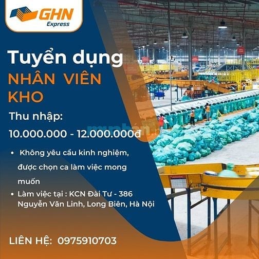 Tuyển dụng nhân viên phân loại, xuất/ nhập hàng