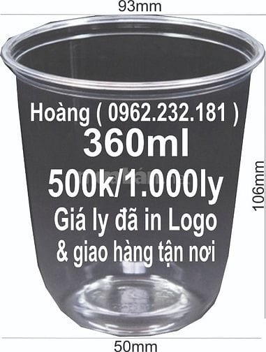  Ly ml Bầu  (360ml) đã in giá 500k