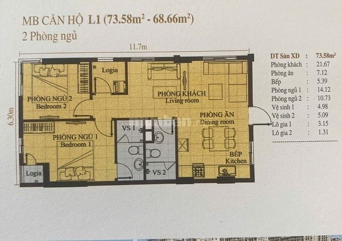 Bán căn hộ Era Town. 2pn 73m2 căn góc.