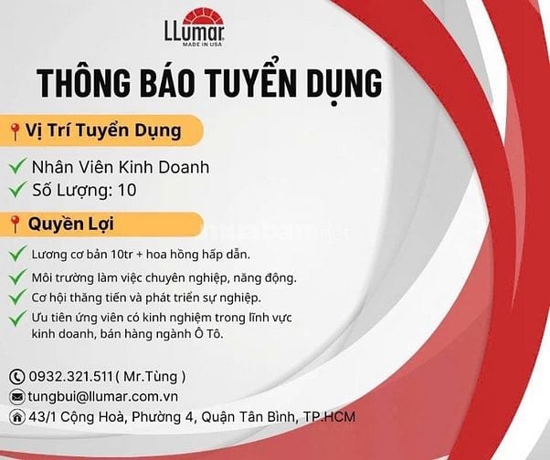 TUYỂN DỤNG NHÂN VIÊN KINH DOANH