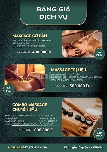 MASSAGE KHỎE THUẦN TÚY - BẢNG GIÁ NIÊM YẾT RÕ RÀNG KHÔNG PHỤ THU