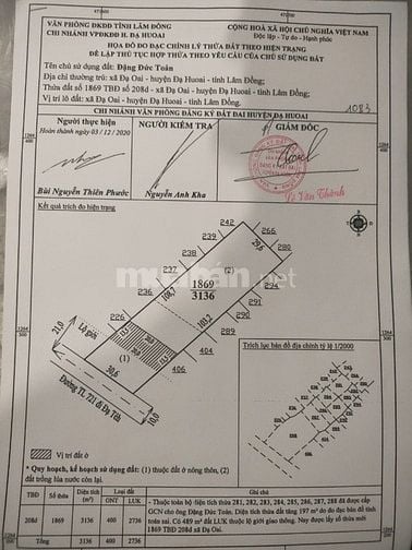 BÁN ĐẤT MẶT TIỀN LỘ LỚN 721 XÃ ĐẠ OAI