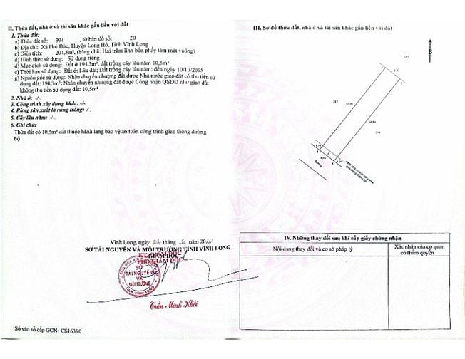 Bán đất nền mặt tiền 6x32.35 gần KCN Hòa Phú, Long Hồ, Vĩnh Long