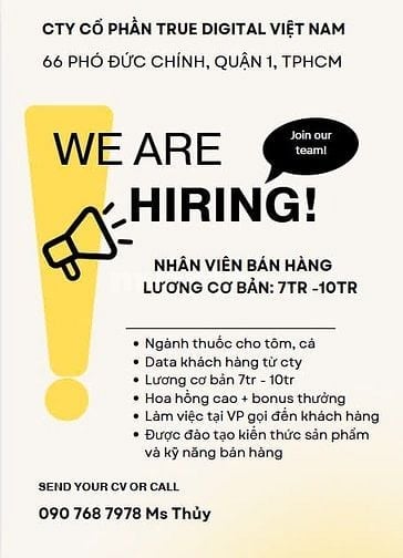 Quận 1 - Cần 05 Nhân viên BÁN HÀNG qua điện thoại