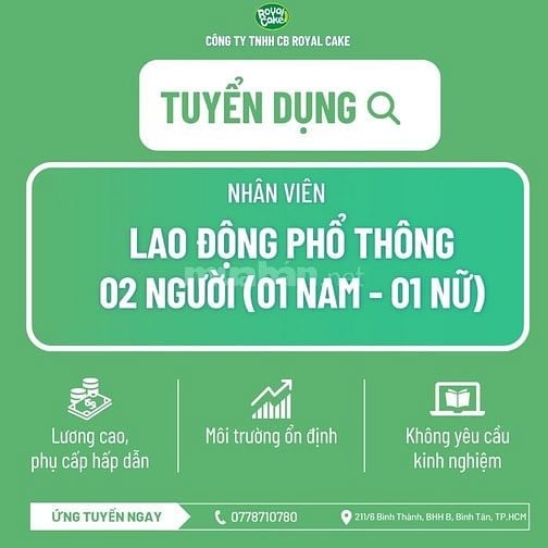 CÔNG TY CƠM SẤY ROYAL CAKE TUYỂN DỤNG