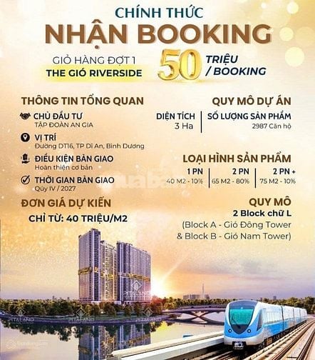 The Gió Riverside Booking đợt 1 chính thức - giỏ hàng độc quyền từ CĐT