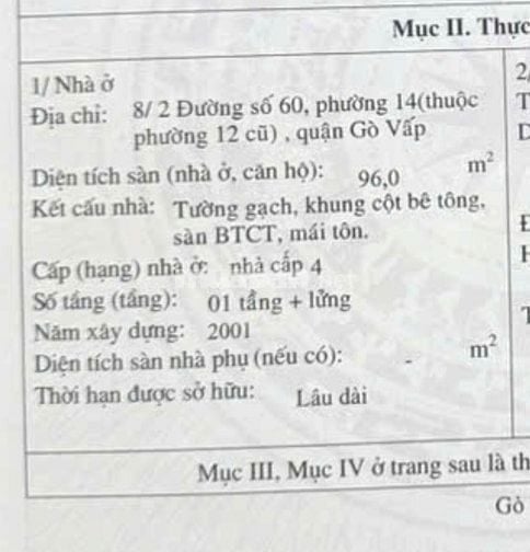 Nhà HXH 8/2 Đs60 Phạm Văn Chiêu 4x16 trệt lầu 96m2 giá 5.5 tỷ