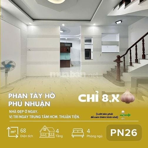 [PN26] Nhà 4 tầng khu ẩm thực Phan Xích Long - Phú Nhuận_68m2, chỉ 8,x