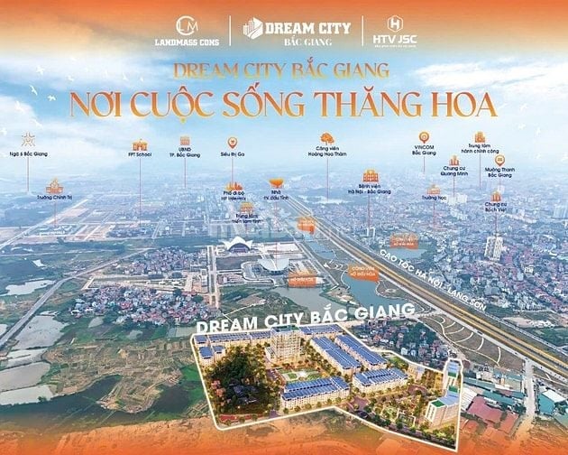 Chỉ hơn 3 tỷ 1 lô vay 70% lãi suất 0% dự án DREAM CITY BẮC GIANG 