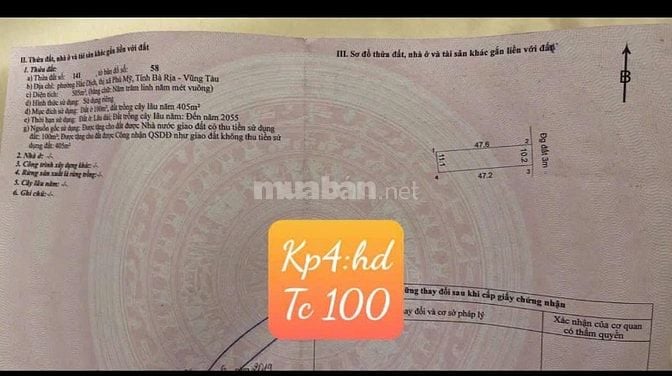 Bán đất tại Hắc Dịch, Phú Mỹ, Bà Rịa Vũng Tàu, 1,08 tỷ, 505 m2, giá si