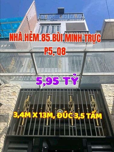 Nhà Hẻm 85// Bùi Minh Trực, P5, Q8, DT 3,4mx13m, Đúc thật 3,5 tấm.