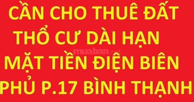 Cho thuê lô đất thổ cư mặt tiền đường 56 Điện Biên Phủ P.17 Bình Thạnh