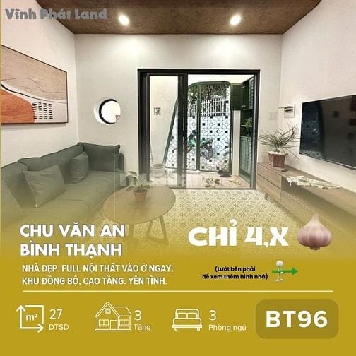 [BT96] Nhà KTS Thiết Kế – Full nt 3PN_Chu Văn An, Bình Thạnh–Chỉ 4,xT