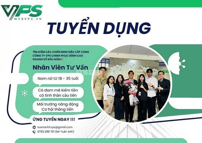 Cty VPS tuyển NV Tư Vấn Website, NV Kinh Doanh làm tại Q12