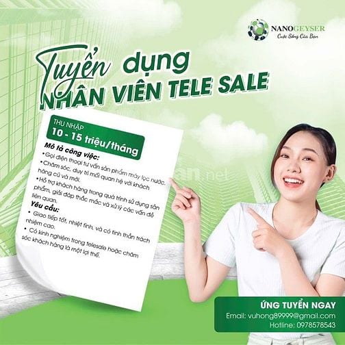 Cần tuyển 3 nhân viên chăm sóc khách hàng ( Telesale) 