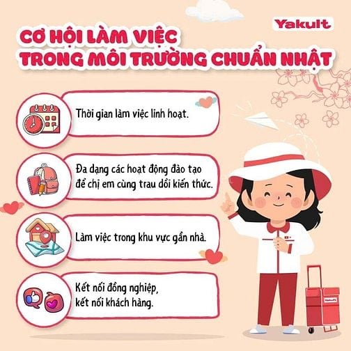 Tuyển Nữ bán Yakult tại nhà cho KH công việc thoải mái ko gò bó 