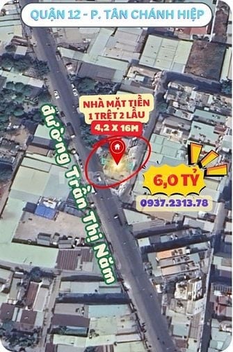 (Q12) Nhà mặt tiền đường Trần Thị Năm 1 trệt 2 lầu, hẻm hậu xe tải