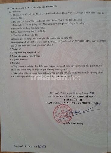 Bán đất khu dân cư Phạm Văn Hai