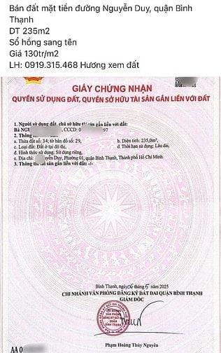 Bán đất mặt tiền đường Nguyễn Duy, quận Bình Thạnh
