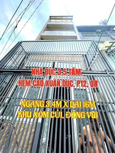 Cần bán gấp nhà đúc 3,5 tấm, sát MT Cao Xuân Dục, P12, Q8. N3,4m x16m