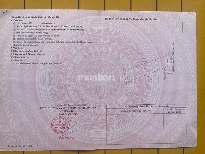 Bán đất chính chủ xã Tân Bình tân thạnh Long An 