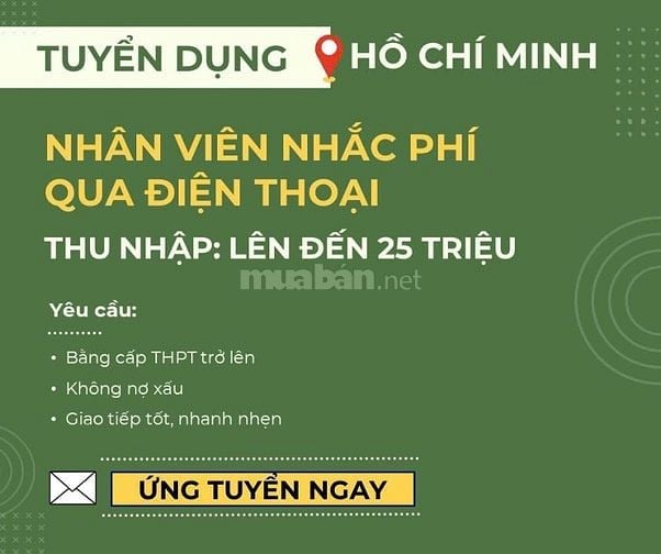 Tổng Đài Viên Nhắc Phí Qua Điện Thoại - Không Kinh Nghiệm