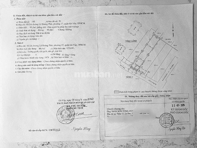 Chính chủ bán nhà 93/3A Lê Hoàng Phái, phường17 Gò Vấp DT 93m2 , 6,5ty