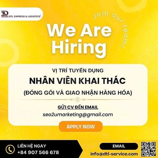 TUYỂN DỤNG NHÂN VIÊN KHAI THÁC VÀ GIAO NHẬN HÀNG HOÁ